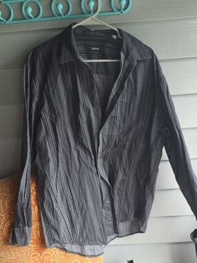 Alfani Black and White Striped Dress Shirt